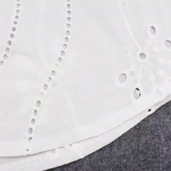 SOLD OUT White Boho Floral Eyelet Button Up Blouse - Picture 11 of 15